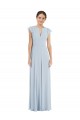 Affordable Soft Chiffon Sea Glass A-Line Bateau Neck Long Maxi Evening Dress UK