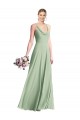 Affordable Chiffon Sage A-Line Spaghetti Straps Long Maxi Evening Dress UK
