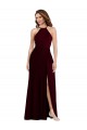 Affordable Soft Chiffon Burgundy Gold A-Line Spaghetti Straps Long Maxi Evening Dress UK