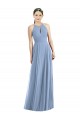 Affordable Soft Chiffon Dusty Blue A-Line Halter Neck Long Maxi Evening Dresses UK