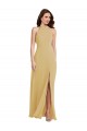 Affordable Soft Chiffon Gold A-Line Halter Neck Long Maxi Evening Dress UK