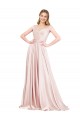 Affordable Satin Pink A-Line Off the Shoulder Long Evening Dresses UK