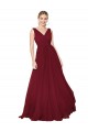 Affordable Soft Chiffon Burgundy A-Line V-Neck Long Bridal Party Dress UK