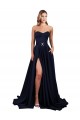 Affordable Stretch Crepe Dark Navy A-Line Sweetheart Long Evening Dress UK