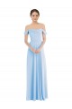 Affordable Soft Chiffon Light Sky Blue A-Line Off the Shoulder Long Maxi Wedding Party Dress UK