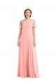 Affordable Soft Chiffon Salmon A-Line Off the Shoulder Long Maxi Evening Dress UK