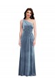 Affordable Stretch Velvet Dusty Blue A-Line Off the Shoulder Long Maxi Wedding Party Dress UK