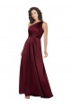 Affordable Silky Satin Burgundy A-Line One Shoulder Long Evening Dress UK