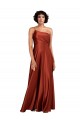 Affordable Silky Satin Burnt Orange A-Line One Shoulder Long Evening Dress UK