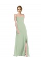 Affordable Soft Chiffon Sage A-Line Scoop Neck Long Maxi Wedding Party Dress UK