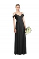 Affordable Soft Chiffon Black A-Line Spaghetti Straps Long Maxi Evening Dress UK
