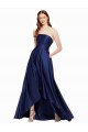 Affordable Satin Dark Navy A-Line Strapless Long Evening Dresses UK