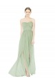 Affordable Soft Chiffon Sage A-Line Sweetheart Long Maxi Evening Dress UK