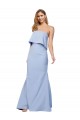 Affordable Stretch Crepe Light Sky Blue A-Line Strapless Long Evening Dress UK