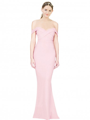 Affordable Stretch Crepe Pink A-Line Strapless Long Evening Dresses UK