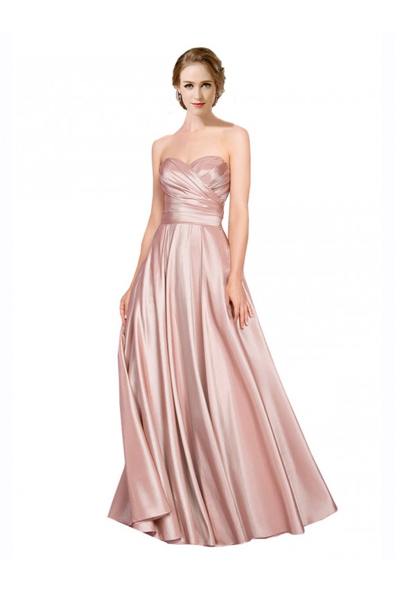 Affordable Stretch Satin A-Line Sweetheart Long Wedding Party Dress UK