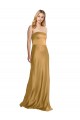 Affordable Stretch Satin Gold A-Line Strapless Long Wedding Party Dress UK