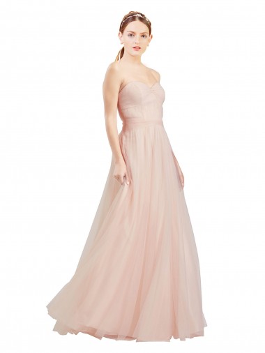 Affordable Tulle Pink A-Line Sweetheart Long Semi Formal Evening Dress UK