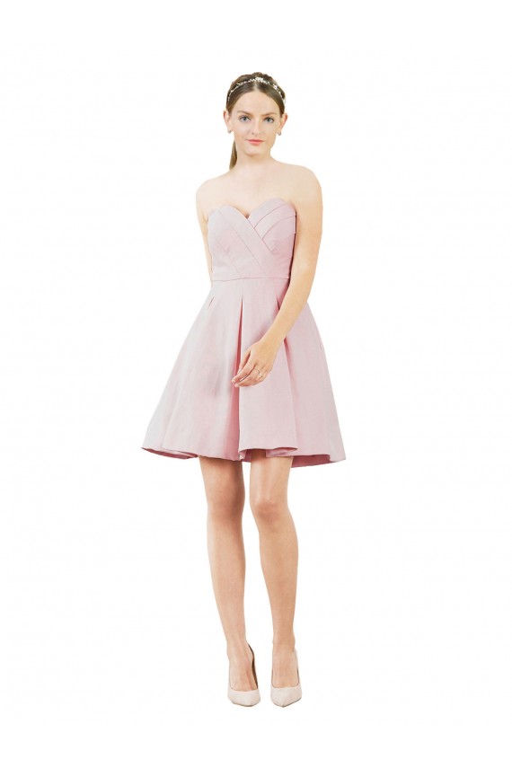 Affordable Satin Pink A-Line Sweetheart Knee Length Evening Dress UK