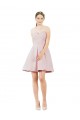 Affordable Satin Pink A-Line Sweetheart Knee Length Evening Dress UK