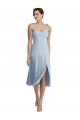Affordable Stretch Crepe Light Sky Blue A-Line Sweetheart Midi Length Evening Dress UK