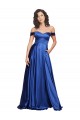 Affordable Stretch Satin Royal Blue A-Line Off the Shoulder Sweep Train Evening Dress UK