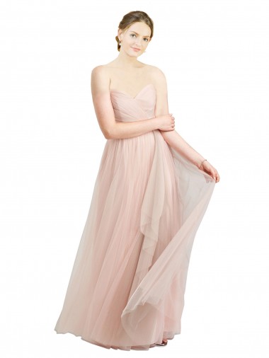 Affordable Tulle Pink A-Line Sweetheart Long Semi Formal Evening Gown UK