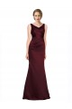 Affordable Luxe Satin Burgundy A-Line V-Neck Long Evening Dress UK