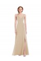 Affordable Soft Chiffon Champagne A-Line V-Neck Long Maxi Evening Dress UK