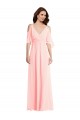 Affordable Soft Chiffon Pink A-Line V-Neck Long Maxi Evening Dress UK