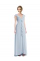 Affordable Soft Chiffon Sea Glass A-Line V-Neck Long Maxi Evening Dress UK