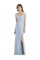 Affordable Stretch Crepe Light Sky Blue A-Line Off the Shoulder Long Semi Formal Evening Dress UK