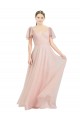 Affordable Tulle Pink A-Line V-Neck Long Semi Formal Evening Dress UK