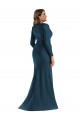 Affordable Silky Satin Atlantic Blue Mermaid V-Neck Long Plus Size Evening Dress UK