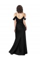 Affordable Silky Satin Black A-Line Off the Shoulder Long Sexy Evening Dress UK