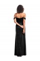 Affordable Stretch Velvet Black A-Line Off the Shoulder Long Sleeveless Evening Dress UK