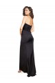 Affordable Silky Satin Black A-Line One Shoulder Long Sleeveless Sexy Evening Dress UK
