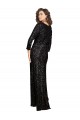 Affordable Sequin Black A-Line V-Neck Long Evening Dress UK