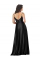 Affordable Silky Satin Black A-Line V-Neck Long Sleeveless Wedding Party Dress UK