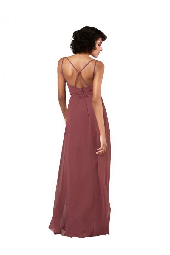 Affordable Soft Chiffon Black Column V-Neck Long Evening Dress UK