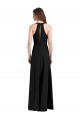 Affordable Stretch Crepe Black Sheath Halter Neck Long Wedding Party Dress UK