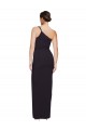 Affordable Stretch Crepe Black Sheath One Shoulder Long Bridal Party Dress UK
