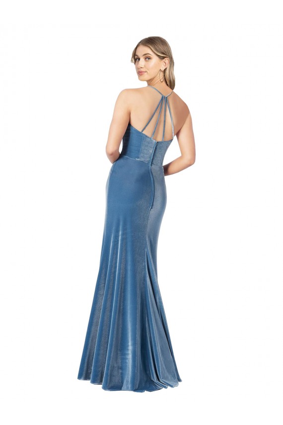 Affordable Stretch Velvet Black Sheath Spaghetti Straps Long Evening Dress UK