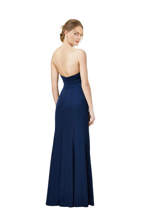 Affordable Stretch Crepe Black Sheath Strapless Long Wedding Party Dress UK