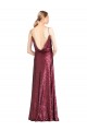 Affordable Sequin Burgundy A-Line Halter Neck Long Evening Dress UK