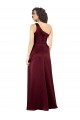 Affordable Silky Satin Burgundy A-Line One Shoulder Long Evening Dress UK
