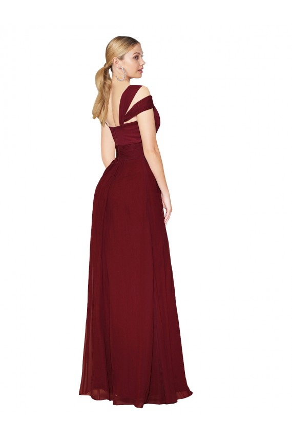 Affordable Soft Chiffon Burgundy A-Line Sweetheart Long Evening Dress UK