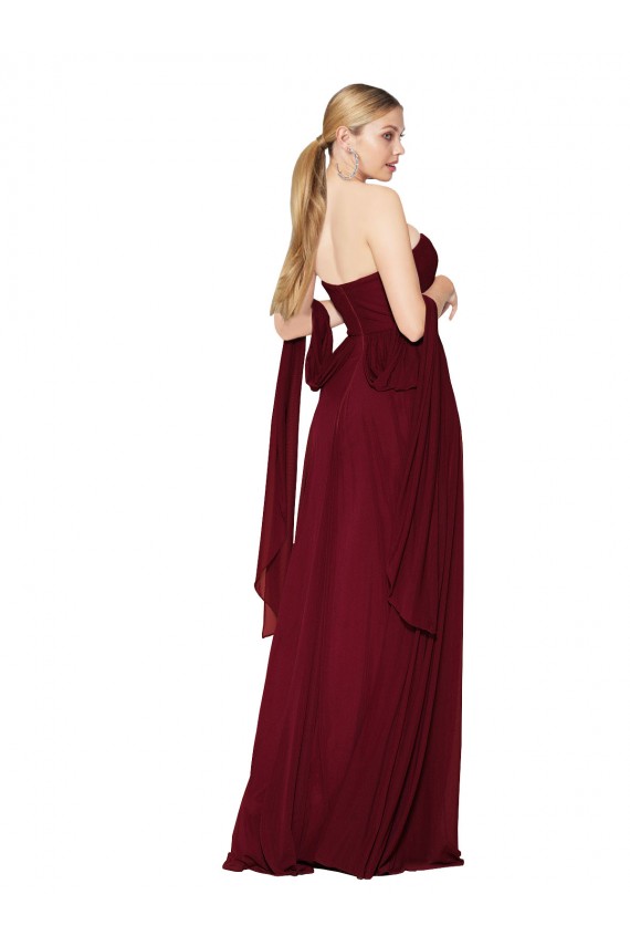 Affordable Soft Chiffon Burgundy A-Line Sweetheart Long Sleeveless Evening Dress UK