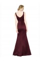 Affordable Luxe Satin Burgundy A-Line V-Neck Long Evening Dress UK