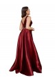 Affordable Satin Burgundy A-Line V-Neck Long Plus Size Evening Dress UK